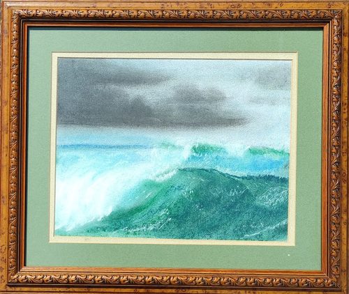 Peter, stormy seas, soft pastels.